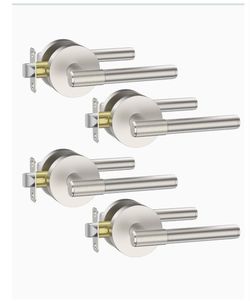 Brushed Nickel Door Handles, 4 Pack