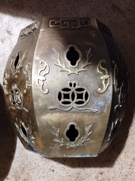 (2) Brass Asian Garden Style Side Tables / Stools