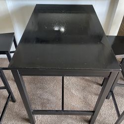 Solid Wood Black Dining Table + 4 Chairs – Strong & Clean