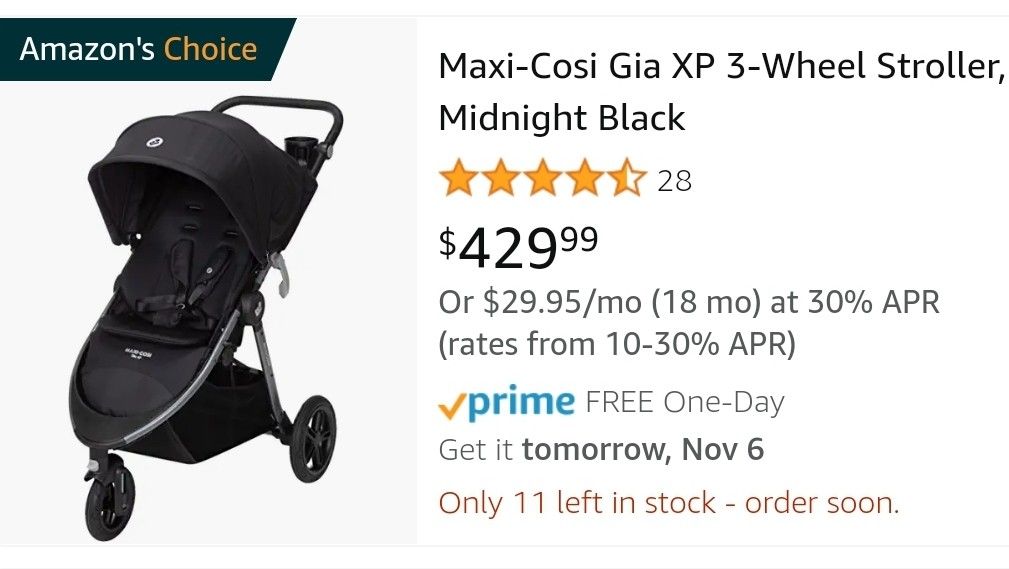Maxi Cosi Gia XP Wheel Stroller, Midnight Black