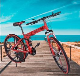 )
26 inch Adults Folding Mountain Bike for Men & Women High-Carbon Steel Mountain Bike Outdoor Exercise Road Bikes with 21 Speed Dual Disc Brakes Full