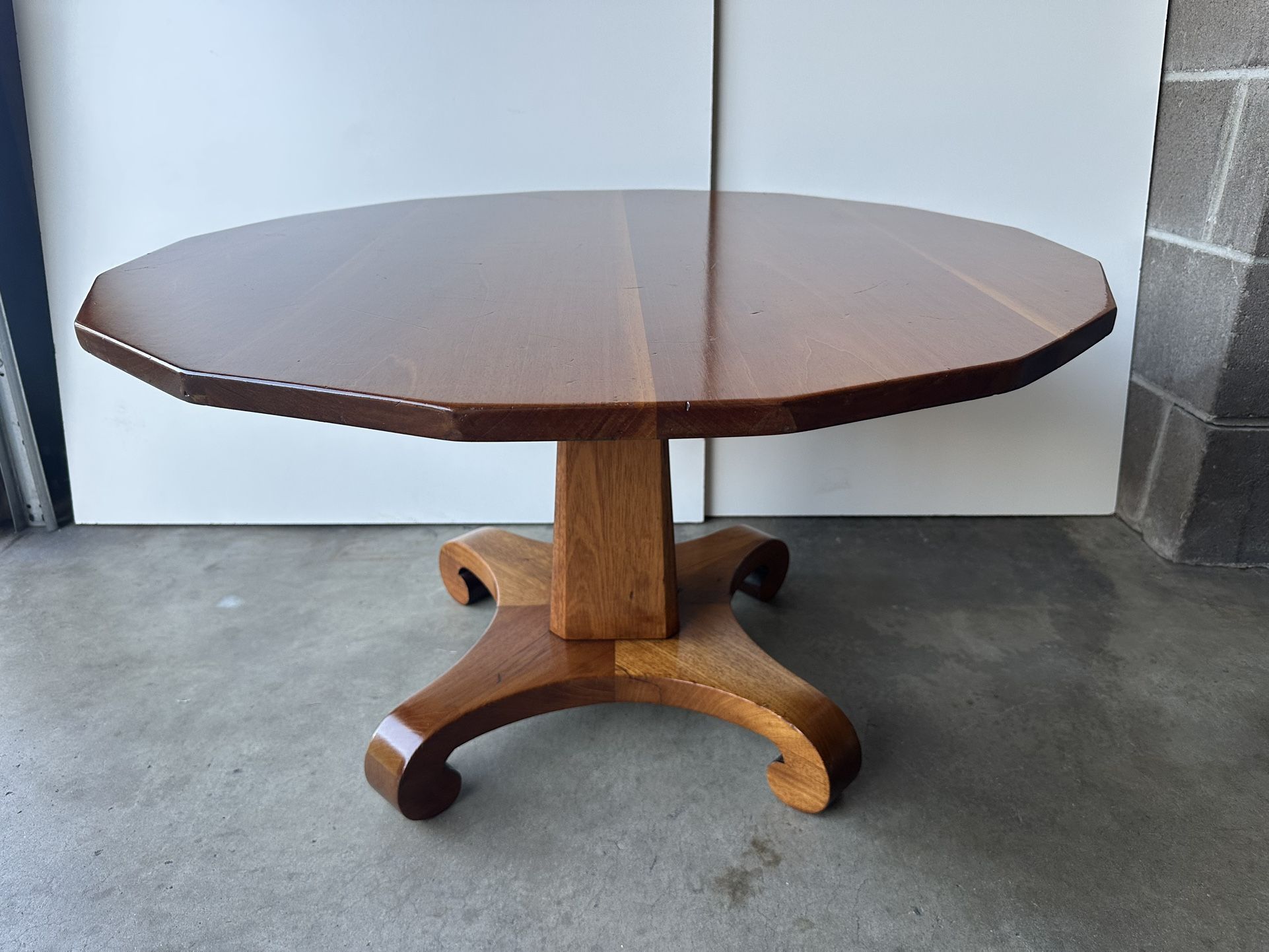 Vintage Short Solid Wood Pedestal Coffee Table