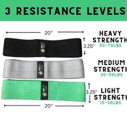 Booty Bands Fabric Resistance Bands for Yoga Home Workout (Set of 3)