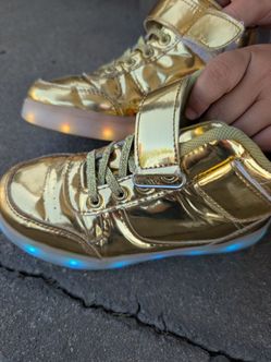Gold light up tennis shoes