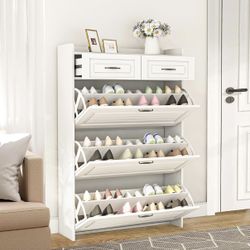 White Shoe Organizer Cabinet - HY2402WT