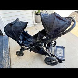 City Select Double Stroller with skateboard and extra seat