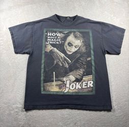 2008 The Dark Night Joker How About a Magic Trick Promo Mens L Black T Shirt#118