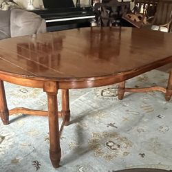 Beautiful 56" Round Rustic Style Wood Dining Table with 2 - 15" Leaves