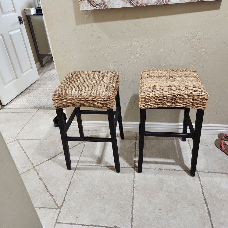 2 Rattan Stools (Bar Height)