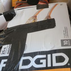 Rigid 25 ft. 10/3 Heavy Duty Indoor/Outdoor SJTW Extension Cord with Lighted End,