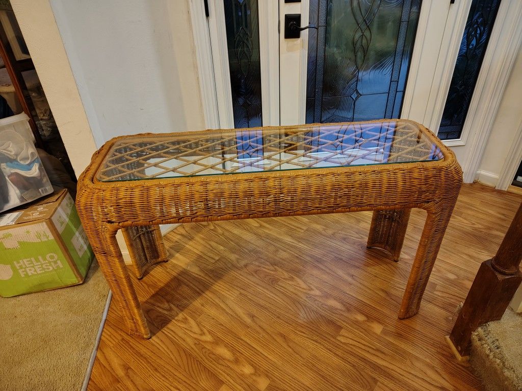 Small Wicker Glass Table