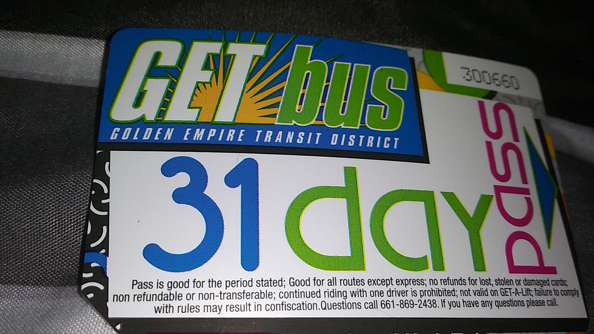 31-day bus pass