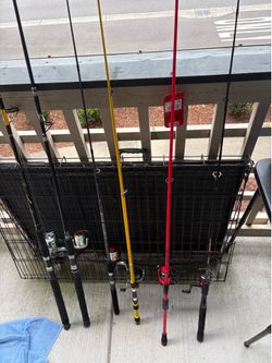 Lot of 6 Fishing Rod and Reel Combos (Daiwa, Ugly Stik, 13 Fishing, etc.)