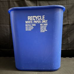 Recycling blue trash can