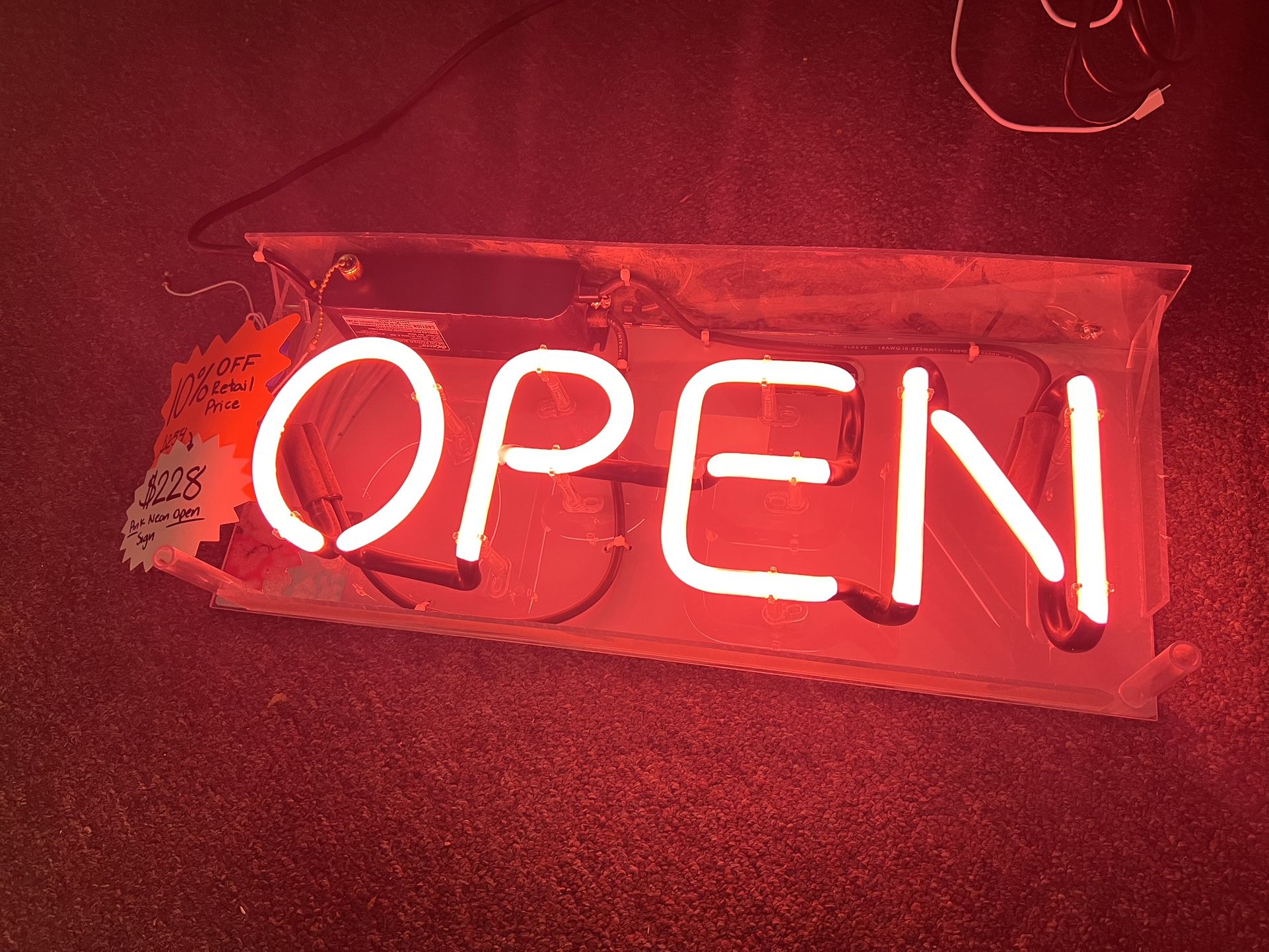 New Pink Neon Open Sign 