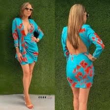 Turquoise Floral Long Sleeve Mini Dress
