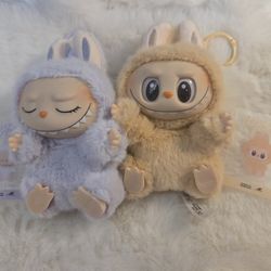 Lot Of 2 Labubu Have A Seat Baba And Zizi Plush Toy Keychain 