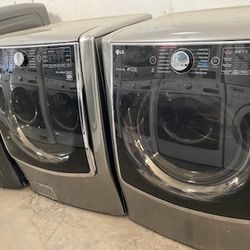 LG Mega Capacity Washer And Dryer Front Load Stainless Steel 