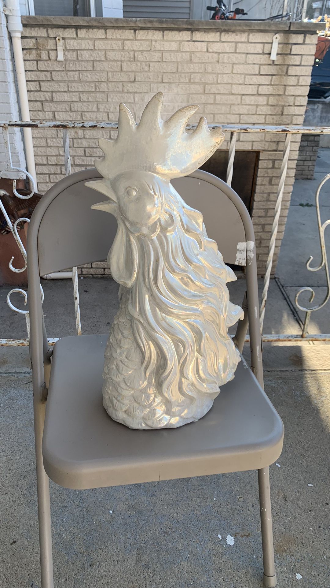 Morning Rooster Ceramic Statue 20 Inches High