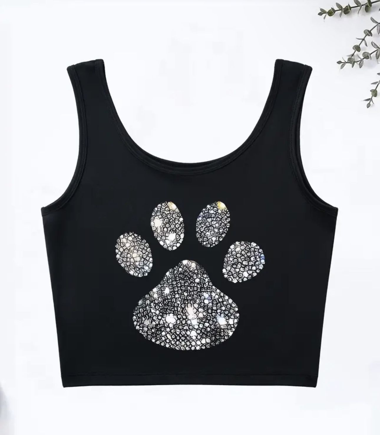Cropped Paw Print Tank Top Size Medium