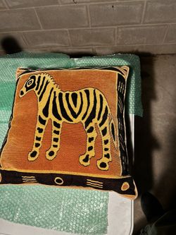 Handmade Kenyan, (super-soft) Pillow Cushion.  Zebra/shapes Theme