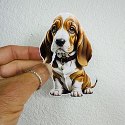 Basset Hound Cute Dog Puppy Sticker Car Bumper Window Truck Decal