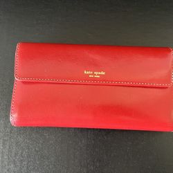 Kate Spade Red Leather Trifold Wallet