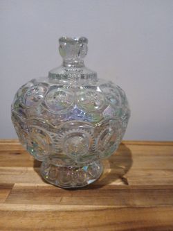 Irridescent glass compote