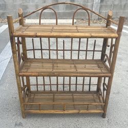 Vintage Wicker Rattan Bamboo Wall or Tabletop Shelf