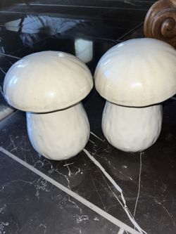 2 Ceramic Mushroom Shaped Candles 