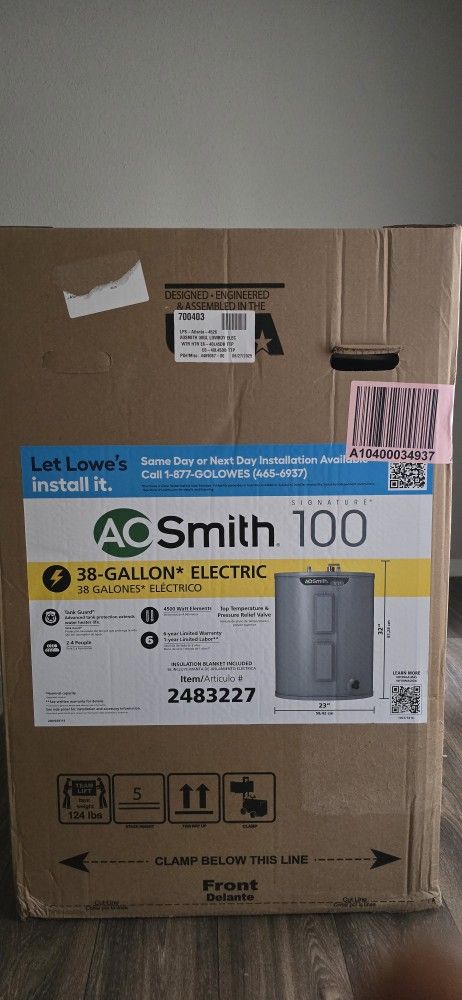 38-GALLON* ELECTRIC WATER HEATER