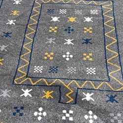 Blue,Gray White And Yellow Area Rug