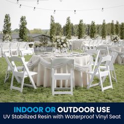 Hercules Series Folding Chair - White Resin - Set of 4 800LB Weight Capacity Comfortable Event Chair - Light Weight Folding Chair