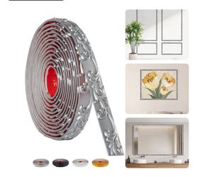 16.4FT x 1.02'' Silver Peel and Stick Crown Molding Trim – Flexible Mirror Trim Peel and Stick, Self-Adhesive Decorative Edge for Frames & Cabinets