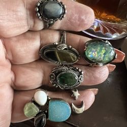 6 Sterling Silver Vintage Navajo Rings