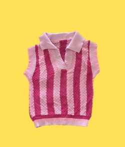 A see-through woman's striped woman's best. 