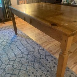 Nice Wood Table. Pine I Think. With Side Drawer