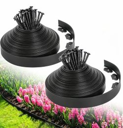2-Inch x 80 FT Landscape Edging Border with 125 Spikes, Garden Edging Border Lawn Edging Kit, Plastic Edging for Landscape Flexible for Garden Flower 