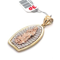 14kt Gold Pendant Virgin Mary Tricolor 3.46grams 148038 1