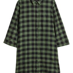 Green H&M flannel tunic With Pockets Large 