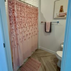 Pastel Pink 72x72 Shower Curtain With Hooks 