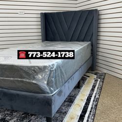 Twin size frame headboard with mattress for $250 only whole bed in picture available for pick up or delivery