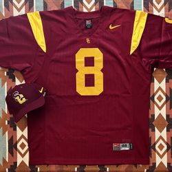 Vtg USC Trojans Nike Team NCAA Football Authentic Stitched Jersey Size 48 & Hat