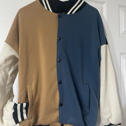 Mens Letterman Style Jacket Tri Color Size Large 