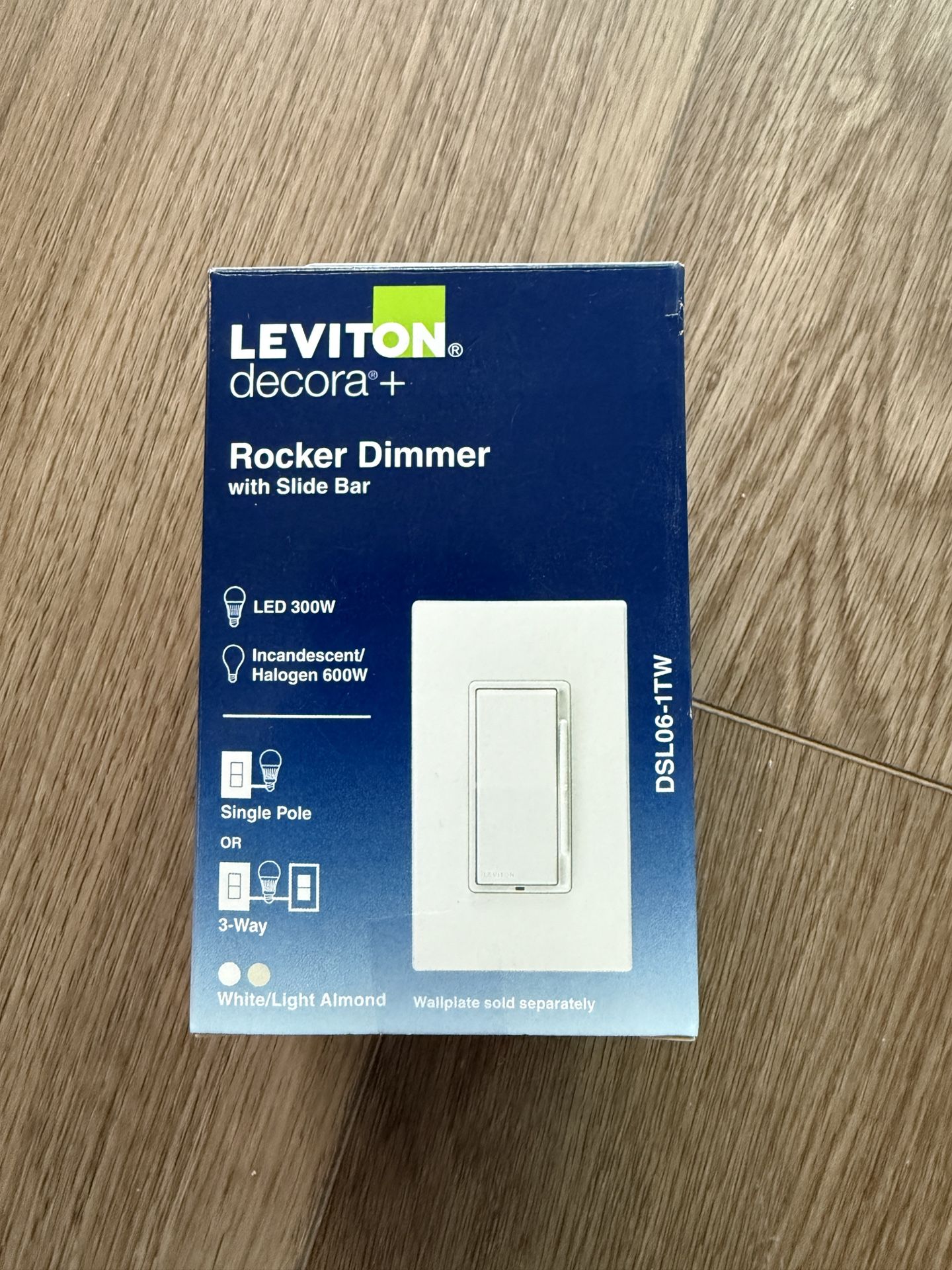 LEVITON DSL06-1TW DECORA ROCKER DIMMER WITH SLIDE BAR - White - New Sealed