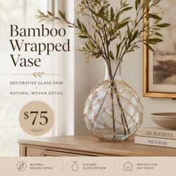 Bamboo wrapped Vase