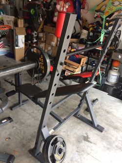 Workout bench /bar and weights