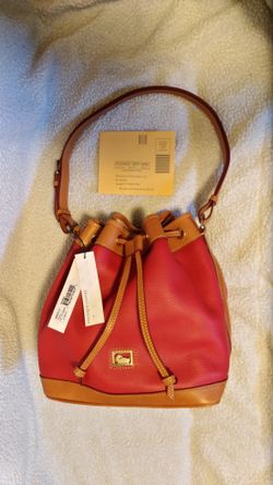 NEW Dooney & Bourke Pebble Leather Dillen Drawstring Bag Purse in Cherry