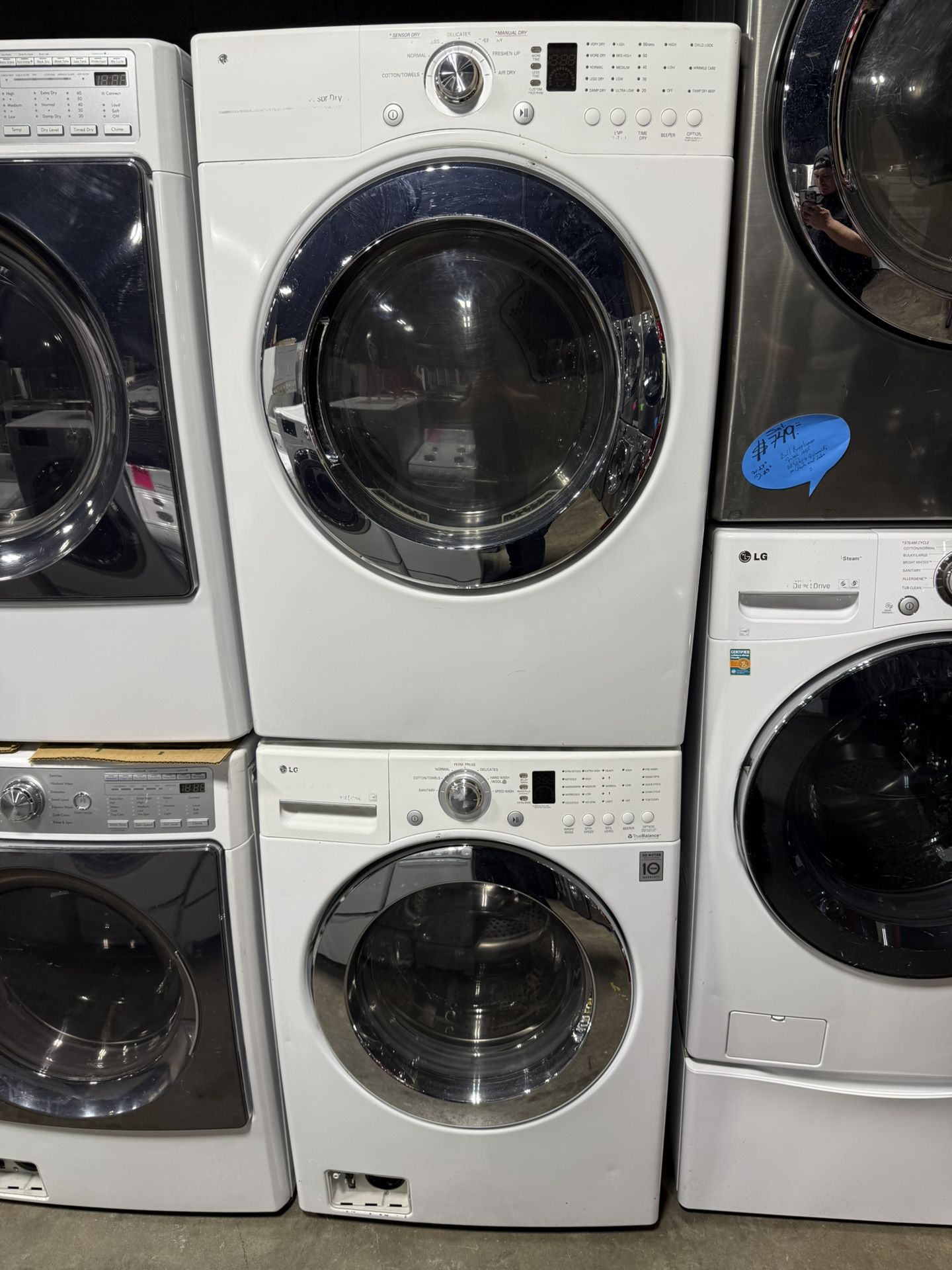 LG white front load washer and gas dryer set