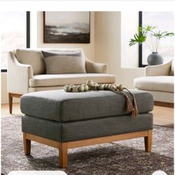 Woodland Hills Wood Base Large Ottoman Dark Gray - Threshold™ designed with Studio McGee